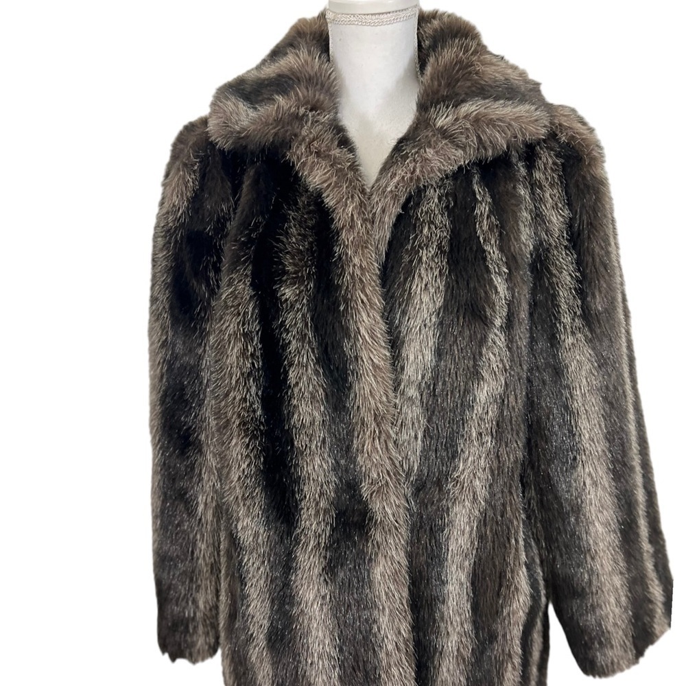 Vintage Jordache Faux Fur Lined Heavy Coat Jacket Glam Retro M/L - Picture 2 of 11
